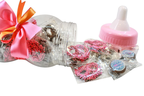Gourmet Chocolate Covered Pretzel Baby Bottle - Baby Girl - Assorted Chocolate